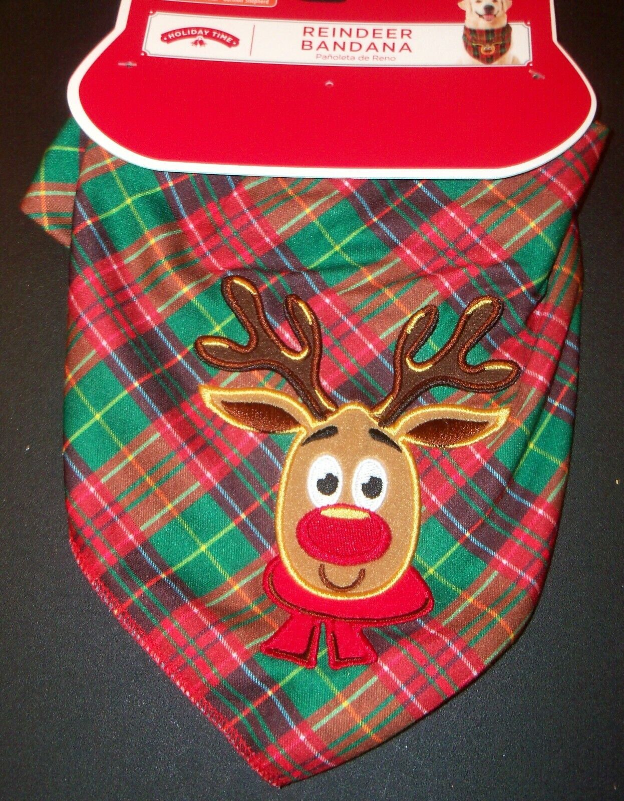 New Size M L Red Green Plaid Max 80% OFF Bandana Dog Pet Very popular Holiday Reindeer