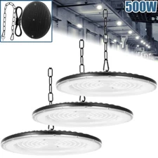 3Pack 500W Super Bright Warehouse LED UFO High Bay Lights Factory Shop GYM Light