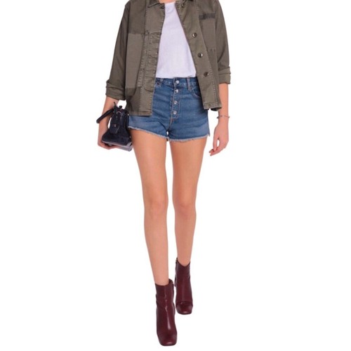 rag & bone /JEAN Lou Bluehill Blue Button Fly Cut Off Denim Shorts Women's 25 - Picture 4 of 12
