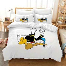 Grumpy Donald Duck Face Don't Make Me Angry White Themed 3D Quilt Bedding Set