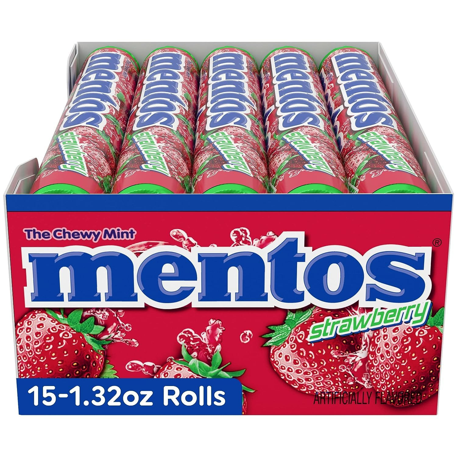 Chewy Mint Candy Roll, Strawberry, Non Melting, Party, 14 Count (Pack of 15)