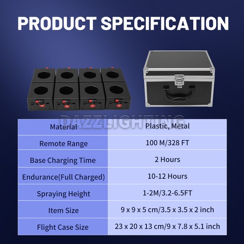 PAIDUN 8Pack Sparkler Based Mini Cold Spark Machine Firework Effect Remote Case - Picture 2 of 11