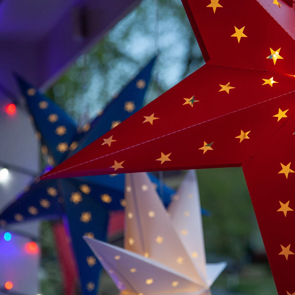 Luz LED Aurora Superstar de 5 Puntos Colgante Decoración de Navidad Plegable Plana Foto 2 de 3