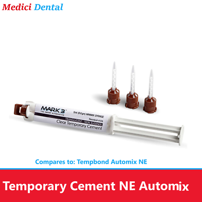 Dental Temporary Cement Clear NE Automix Syringe Eugenol Free, 8.6