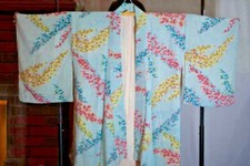 Pastel with Flowers and Berries Vintage Japanese Kimono