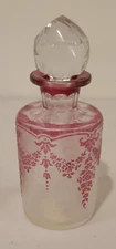 Antique Baccarat style Val St Lambert PINK cameo glass perfume bottle c 1900