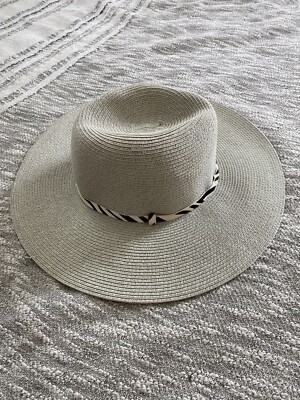 Anthropologie Hat Attack Rancher Fedora Straw Hat Gray One Size