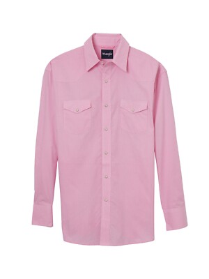 Wrangler Men's Pink Bucking Cancer Button Down Shirt Breathable Comfort Pink New