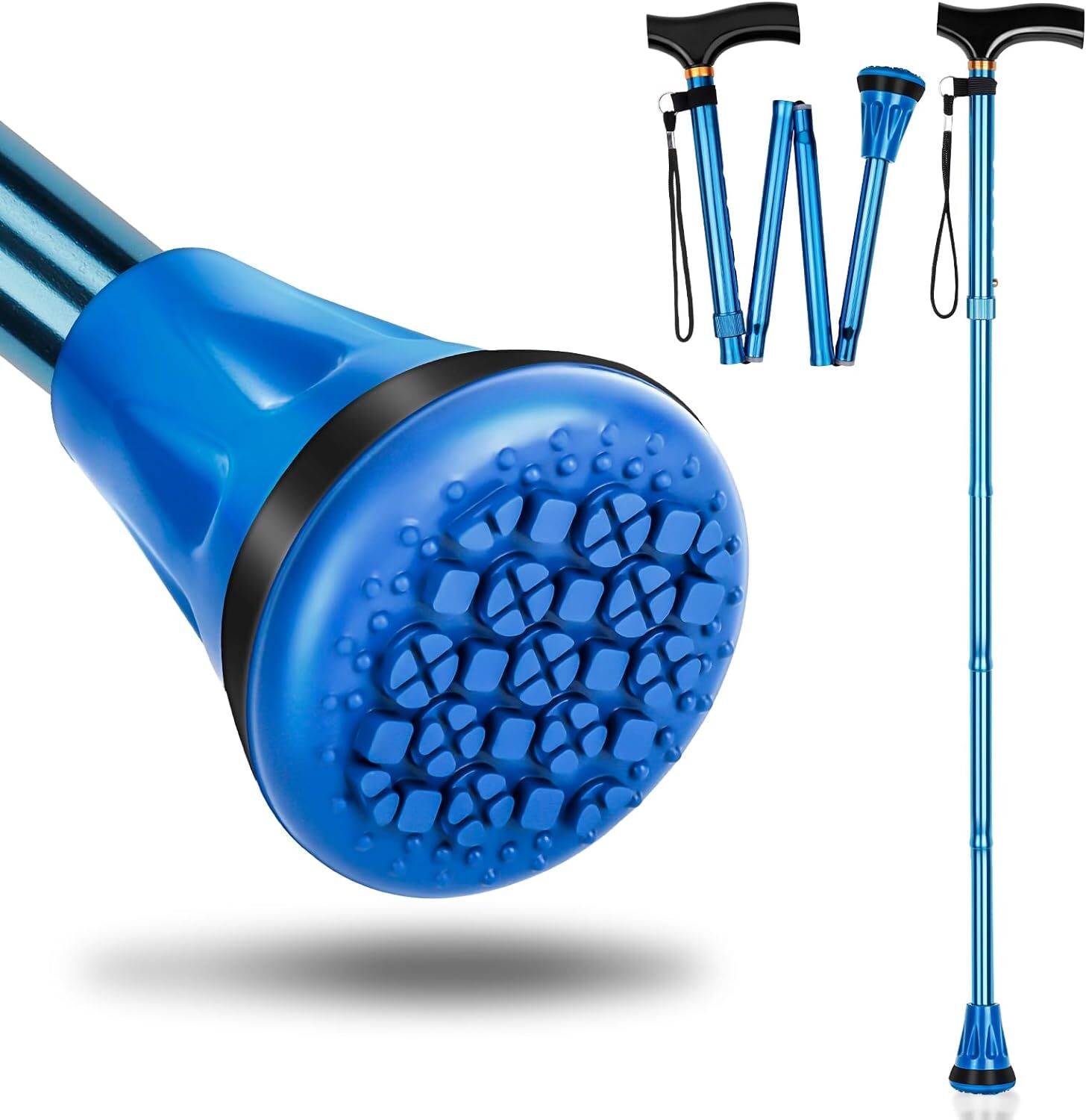 Gehstock Faltbar Geländegegner mit Holzgriff für Senioren