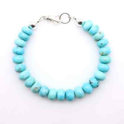 Huge Big 10mm Soft Baby Blue Arizona Turquoise Everyday Barrel Bead Bracelet