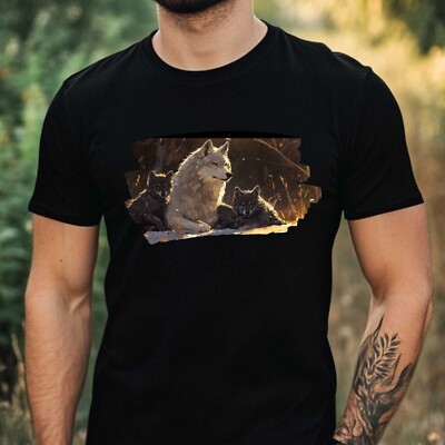 Mens Wolf Family Theme Cotton T-Shirt Size XS to 5XL