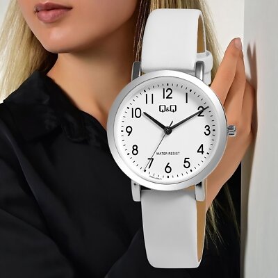 Q&Q by Citizen Topaktuell | Damen Uhr Lederimitat Uhr Weiß Wasserdicht IP Quarz