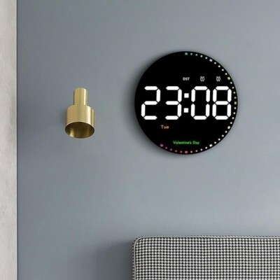 Große LED Digitale Wanduhr Innen Temperatur Datum Wecker für Schlafzimmer
