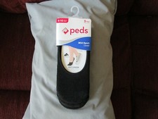 Peds 3 Pair Liner Women's Socks Size 5-10 Mid-Sport Black BRAND NEW in pkg W/Tag