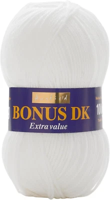 Hayfield Bonus DK Double Knitting, White (961), 100G by Sirdar