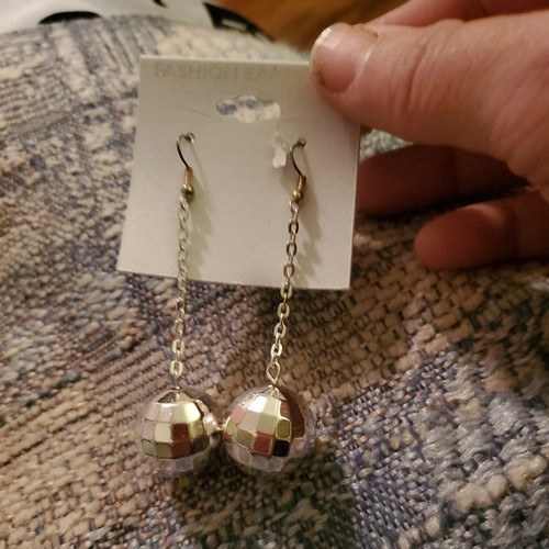 Pendientes colgantes de discoteca Silvertone 32C - Imagen 2 de 3