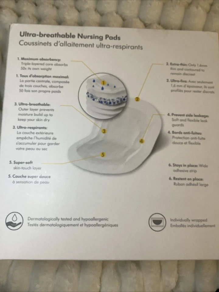 Almohadillas de lactancia ultra transpirables medela 200 protectores envueltos individualmente delgados Foto 2 de 4