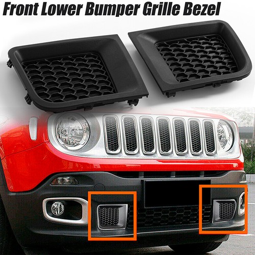 LH+RH Front Bumper Cover Bezel Lower Grille Insert For Jeep Renegade 2015 - 2018 - Picture 3 of 14