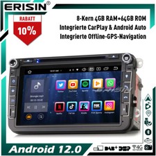 8-Kern GPS Android 12 Autoradio Für VW Seat Skoda Leon Jetta EOS CarPlay 8" 64GB