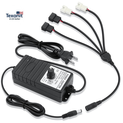36W 12V PWM PC Fan Speed Controller, 100-240VAC to 5-12V 3A Adjustable Power Ada