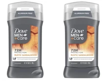 2X Dove Men+Care Aluminum Free 3 oz Deodorant Stick Rustic Sandalwood New