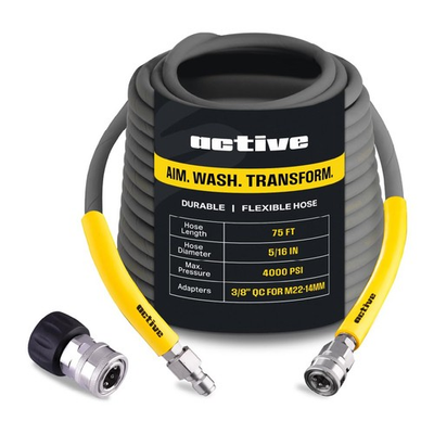 #ad Active 75ft Pressure Washer Hose M22 14mm 4000 PSI Kink Resistant $259.99