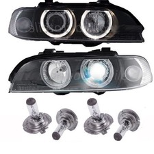 H7/H7 Angel Eyes Scheinwerfer Schwarz Blinker Wei�+Birnen+ ANLEITUNG f�r BMW E39
