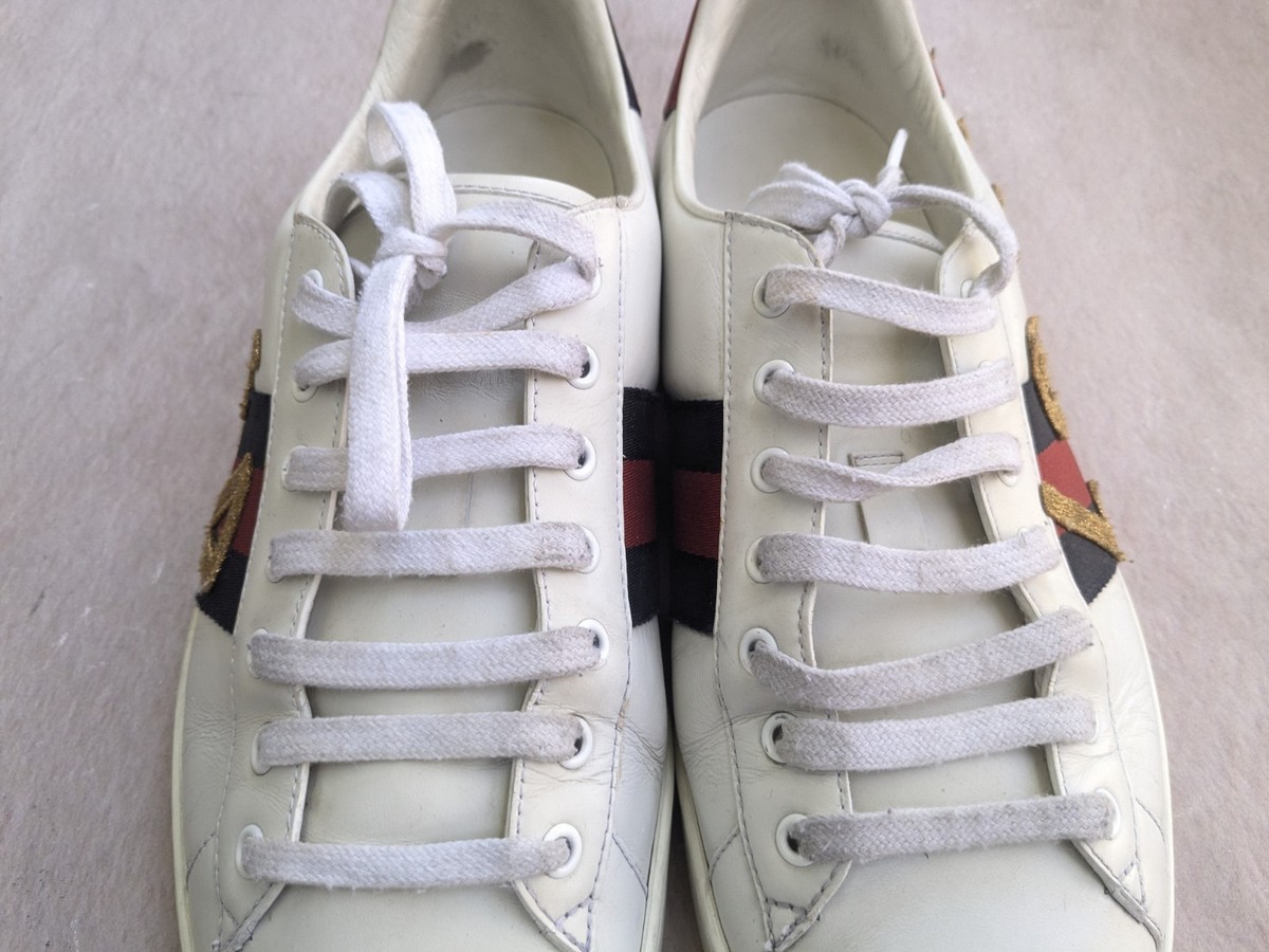 Gucci Ace Sneakers White Men 12.5 Loved Leather Shoes Low Tops