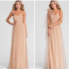 BHLDN Jenny Yoo Annabelle Convertible Column Dress Strapless Tulle Beige Size 0
