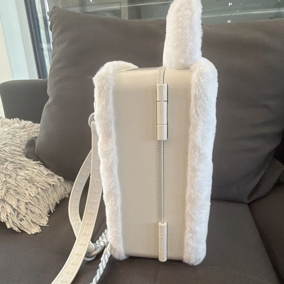 Einhorn Kinder Rucksack klein Kunstfell/Kunstleder weiß-silber Glitzer, Schnapp - Bild 4 von 4