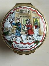 Halcyon Days Enamel Box Christmas 1985 Bilston England