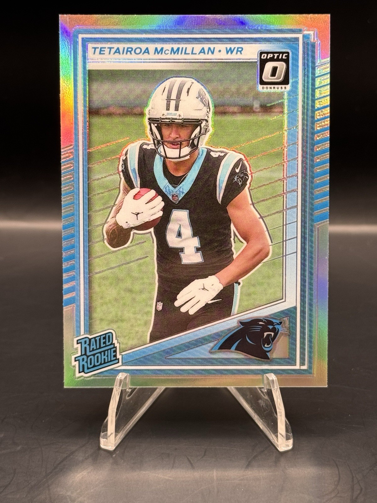 2025 Donruss #314 Tetairoa McMillan Optic Preview Rated Rookie Silver Prizm RC