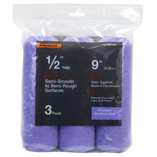 Premium 9 In. X 1/2 In. High-Capacity Purple Knit Paint Roller Cover 3-Pack 