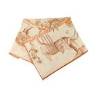 HERMES 140X140 Scarf Scarves Cashmere Silk Off White/Orange/Brown/Multicolor
