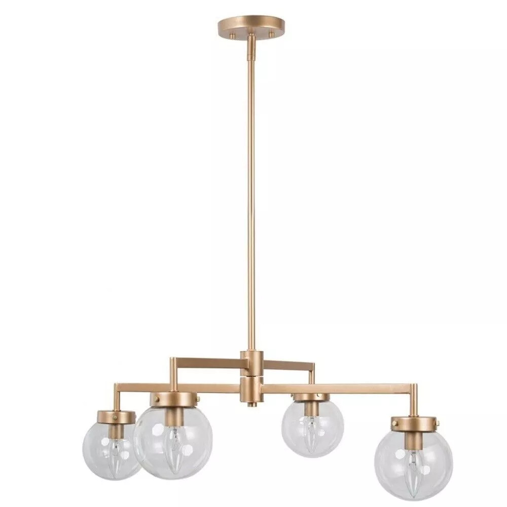 ПОТОЛОЧНОЕ ОСВЕЩЕНИЕ LNC СТЕКЛЯННЫЙ ШАР МЕТАЛЛИЧЕСКАЯ ЛЮСТРА С 4 СВЕТОДИОДАМИ - БРОНЗА - A03894