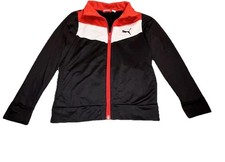 Puma Jacket Youth Size 6 Black Jogger Full Zip Up Long Sleeve Athletic Soccer