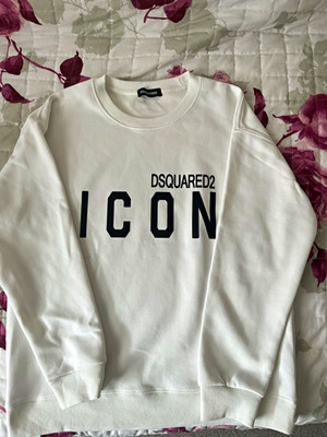 Dsquared2 ICON Sweatshirt Pullover Weiß Rundhals Langarm Logo-Druck, Gr. S