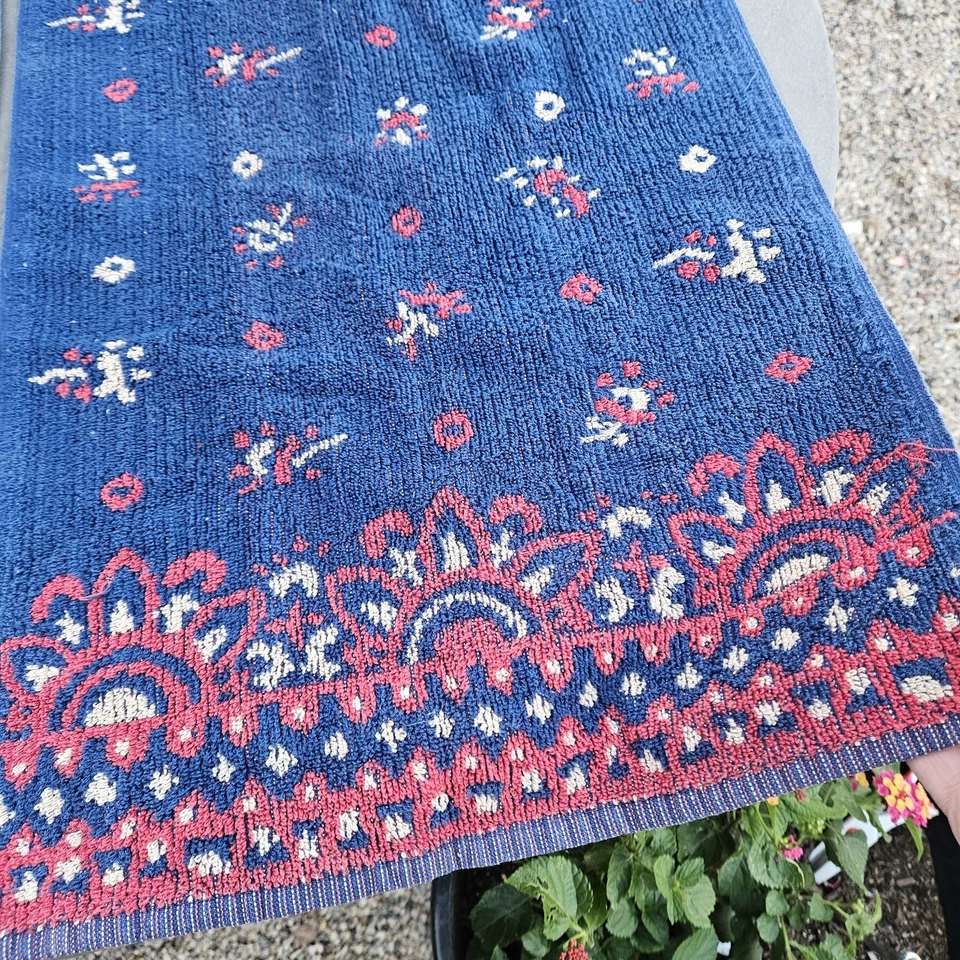 Lote Juego 2 Toallas de Mano Polo Ralph Lauren 16" x 29" Rojo Azul Estampado Grueso Algodón Años 90 Foto 4 de 4