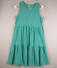 J. Crew Womens Crew Neck Ruffle Trim Tiered Dress Sleeveless Size 2XS Green