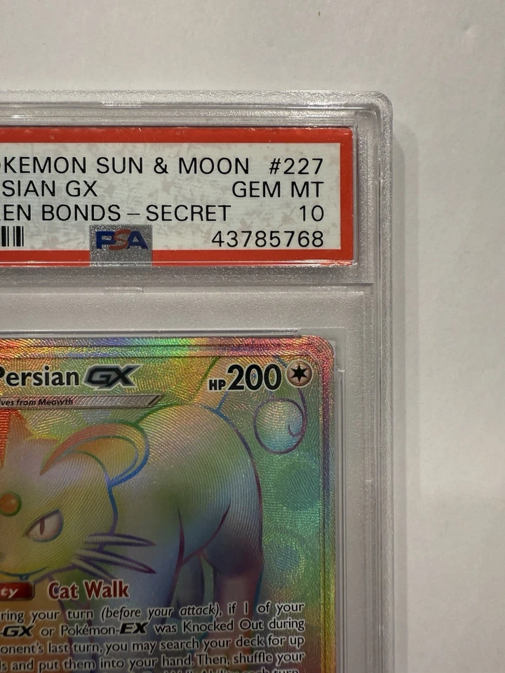 2019 POKEMON SUN & MOON UNBROKEN BONDS SECRET #227 PERSIAN GX PSA 10 - Image 4 of 4