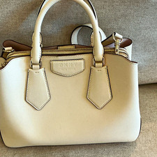 DKNY White Medium Satchel Top Handle Zip Gold...