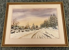 Original Watercolour Art – “Snow on Kennisham Hill, Exmoor” By Constance Milburn
