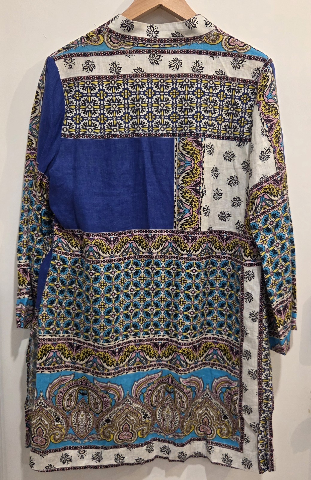 Chico's Size Small Patchwork Linen Longline Jacke… - image 7