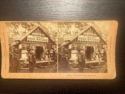 Klondike Gold Rush--7 Stereoviews (mixed)--Chikoot Pass, Mining scenes, Stores