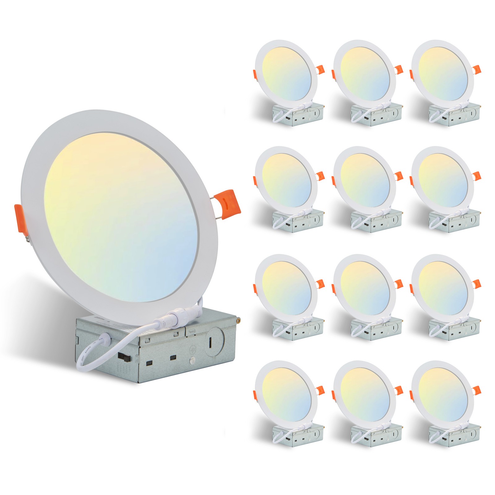 6" Ultra-Thin Recessed Ceiling Panel Light LED 5CCT 12 Pack with Junction Box