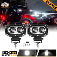 Pair 4inch LED Pod Lights Spot Beam White Fog Light Motorcycle Offroad Trucks 3"