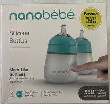 Silicone Bottles Anti-Colic Triple Venting System 2-pack 9 ounces Nanobebe