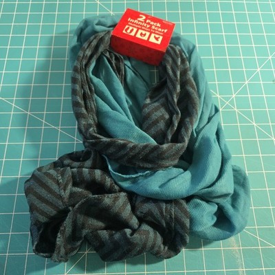 2 Pack Infinity Scarf Teal & Chevron Striped Lightweight Women s Winter Fall