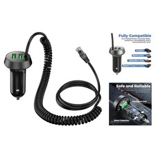 Reliable 6ft Coiled Radar Detector Power Cord - Dual USB Ports for Convenience