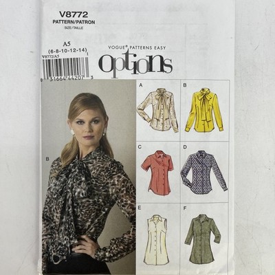 Vogue 8772 Fitted Blouse 6 Variants Size 6-14 Uncut
